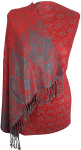 World of Shawls Ladies Floral Paisley Bordered Pashmina Feel Shawl Scarf Wrap Stole Luxuriously Warm Soft and Silky Touch - World of Scarfs