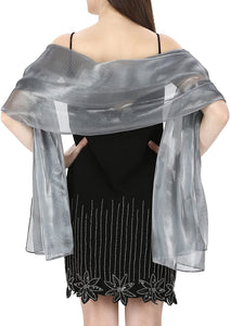 World of Shawls Silky Iridescent Scarf Wrap Stole Shawl For Wedding Bridal Bridesmaids Evening Wear Prom & Parties - World of Scarfs
