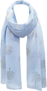 World of Shawls Silver Foil Mulberry Tree Print Fashion Scarf - World of Scarfs