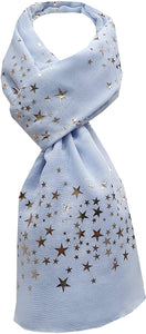 NEW World of Shawls GOLD Glitter Foil STAR Shower Print Fashion Scarf - World of Scarfs