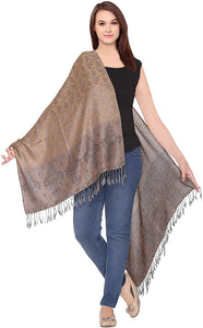 World of Shawls Ladies Floral Paisley Bordered Pashmina Feel Shawl Scarf Wrap Stole Luxuriously Warm Soft and Silky Touch - World of Scarfs