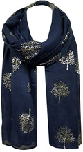 Load image into Gallery viewer, World of Shawls Silver Foil Mulberry Tree Print Fashion Scarf - World of Scarfs

