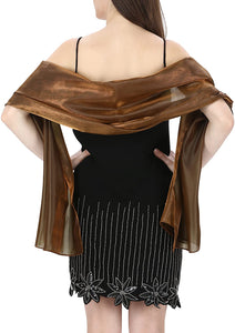 World of Shawls Silky Iridescent Scarf Wrap Stole Shawl For Wedding Bridal Bridesmaids Evening Wear Prom & Parties - World of Scarfs