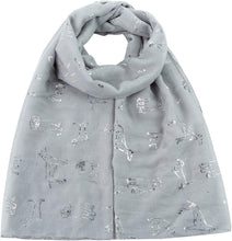 Load image into Gallery viewer, World of Shawls Pug Dog, Dachshund Dogs, Spaniel Dog, Jack Russell Print Scarf - All Seasons Lovely Soft Scarf Wraps Shawl Scarves - World of Scarfs
