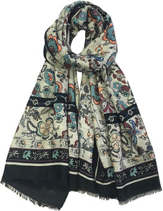 Classy Picturesque Fully Floral Printed Scarf for Women Ladies Shawl Wrap Stole by World of Shawls - World of Scarfs