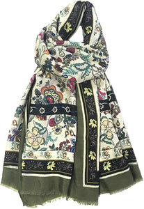 Classy Picturesque Fully Floral Printed Scarf for Women Ladies Shawl Wrap Stole by World of Shawls - World of Scarfs