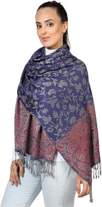 World of Shawls Ladies Floral Paisley Bordered Pashmina Feel Shawl Scarf Wrap Stole Luxuriously Warm Soft and Silky Touch - World of Scarfs