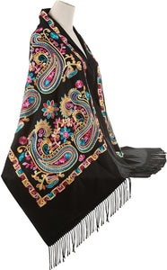 World of Shawls Beautiful Embroidered Pashmina Feel Wrap Scarf Scarves Stole Shawl - World of Scarfs