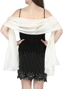 World of Shawls Silky Iridescent Scarf Wrap Stole Shawl For Wedding Bridal Bridesmaids Evening Wear Prom & Parties - World of Scarfs
