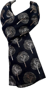 World of Shawls Gold Foil Mulberry Tree Print Fashion Scarf - World of Scarfs