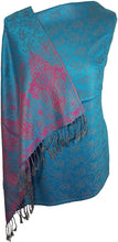 Load image into Gallery viewer, World of Shawls Ladies Floral Paisley Bordered Pashmina Feel Shawl Scarf Wrap Stole Luxuriously Warm Soft and Silky Touch - World of Scarfs
