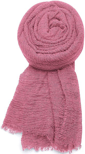 World of Shawls Chic Ladies Cotton Blend Crinkle Distressed Effect Scarf with Fringed Edges - World of Scarfs