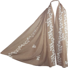 Load image into Gallery viewer, World of Shawls SEASONAL SPECIAL Glitter Sparkle Stardust and Floral Embroidered Scarf Scarves Maxi Wrap - World of Scarfs
