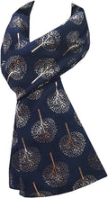Load image into Gallery viewer, World of Shawls Gold Foil Mulberry Tree Print Fashion Scarf - World of Scarfs
