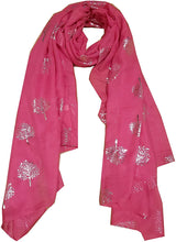 Load image into Gallery viewer, World of Shawls Silver Foil Mulberry Tree Print Fashion Scarf - World of Scarfs
