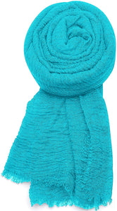 World of Shawls Chic Ladies Cotton Blend Crinkle Distressed Effect Scarf with Fringed Edges - World of Scarfs