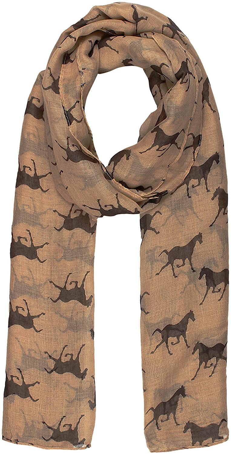 World of Shawls Horse Print Design Ladies Girls Scarf Scarves Shawl Wrap Maxi Sarong - World of Scarfs