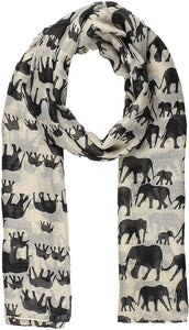 World of Shawls Ladies Womens Elephant Print Scarf Wraps Shawl Soft Scarves Sarong - World of Scarfs