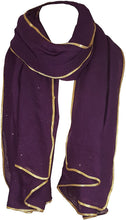 Load image into Gallery viewer, SEASONAL SPECIAL New Ladies Celebrity Style Glitter Sparkle Stardust with Gold Piping Border Scarf Scarves Maxi Wrap Wedding Party Gift - World of Scarfs
