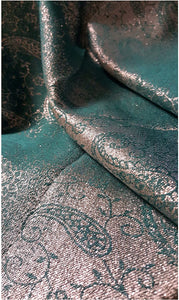 Stunning & Elegant Ladies Women's Girls Glittery Paisley Design Gold Scarf Shawl Stole Cover-up Wrap Pashmina Gift Party Wedding Wear - World of Scarfs