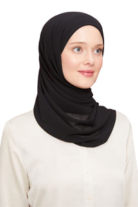 World of Shawls Ready To Go Instant Hijab for Ladies Girls Women Premium Quality Chiffon Scarf Scarf With Attached Jersey Under Ninja Cap - World of Shawls