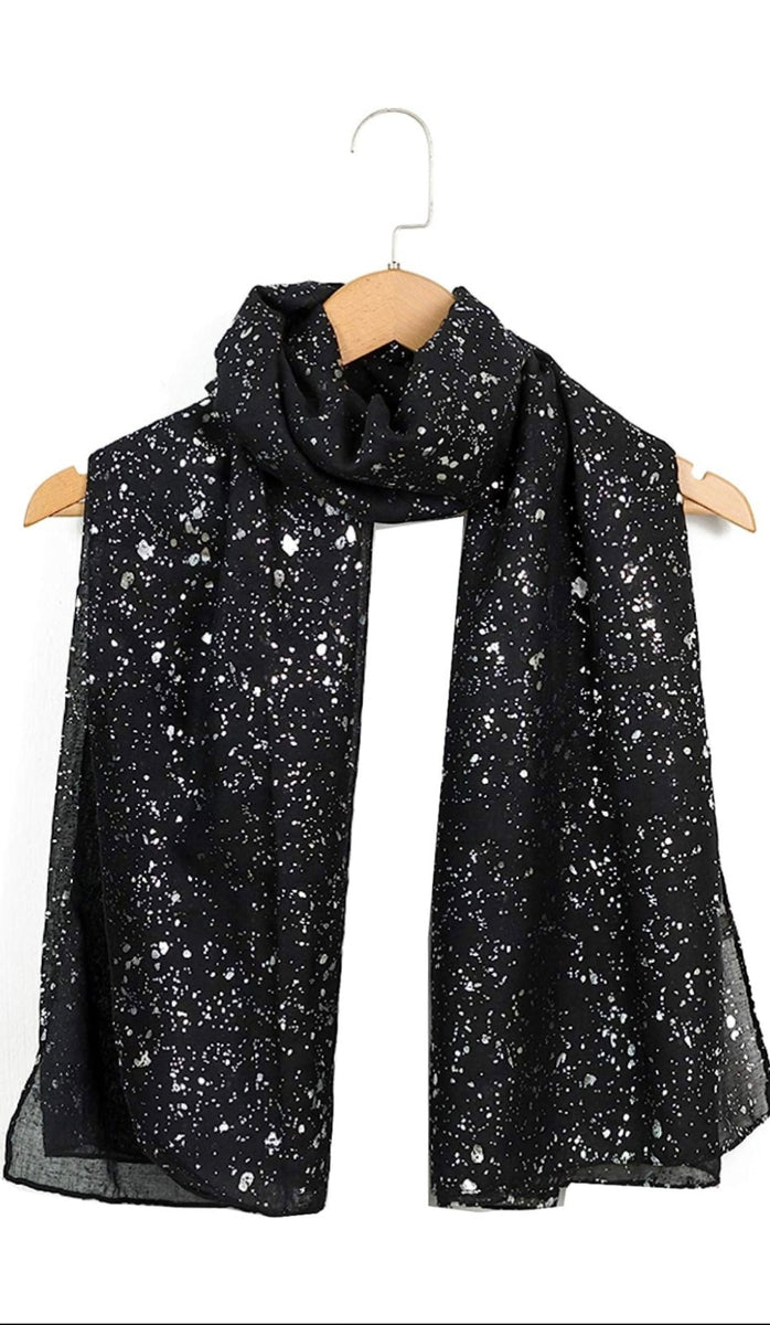 black glitter evening shawl