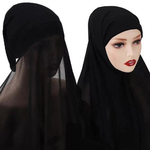 Instant Chiffon Hijab Scarf With Inner Cap One Piece for Ladies Girls Women - World of Shawls